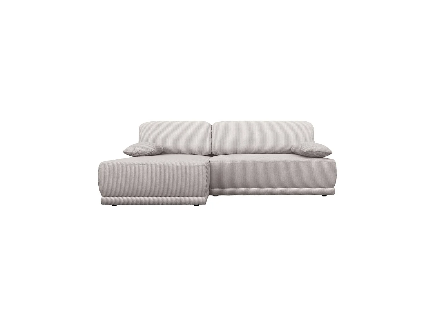 Banquette canapé d'angle gauche convertible 3 places velours côtelé avec coffre greige - Nelson