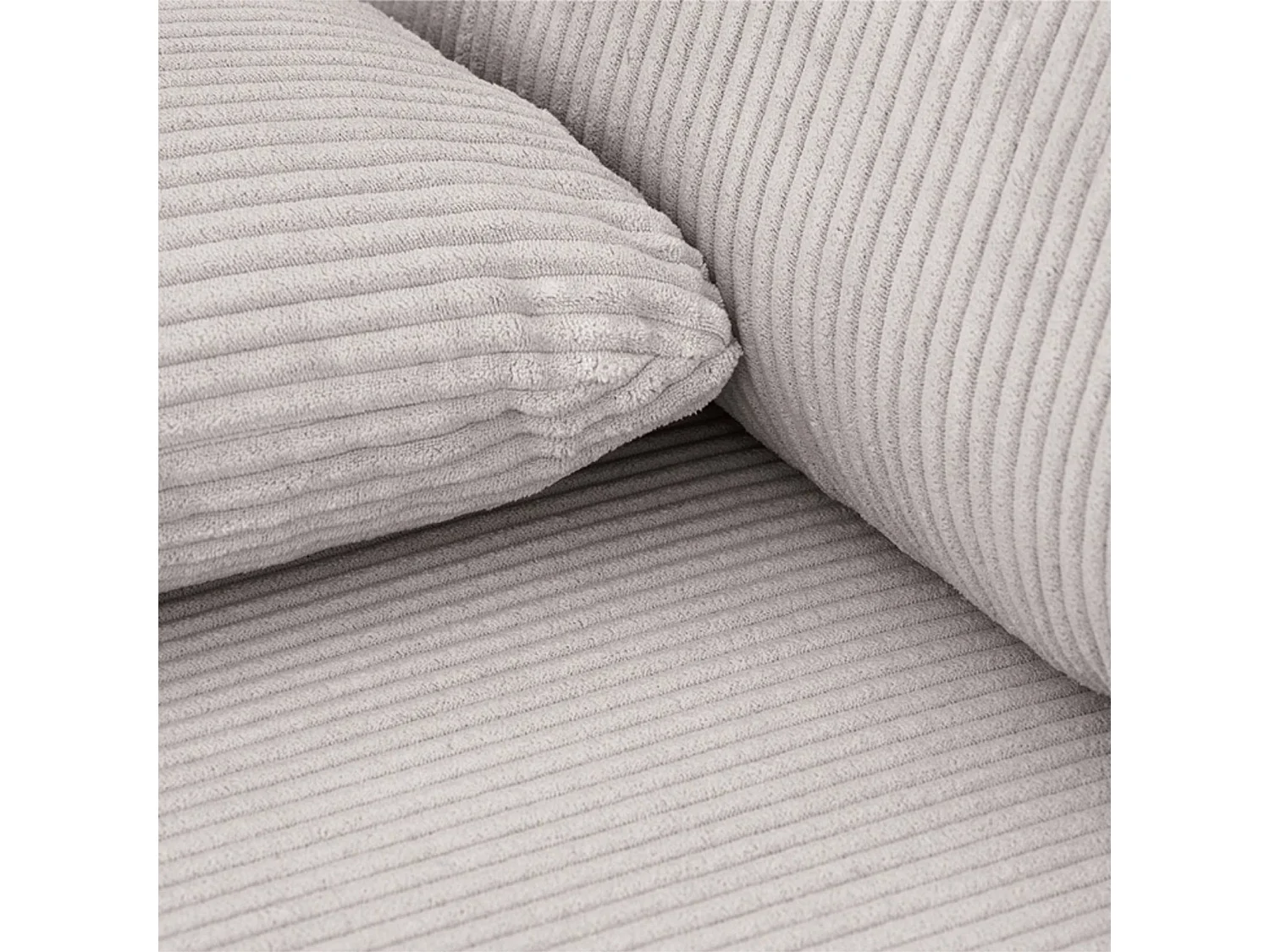 Banquette canapé d'angle gauche convertible 3 places velours côtelé avec coffre greige - Nelson