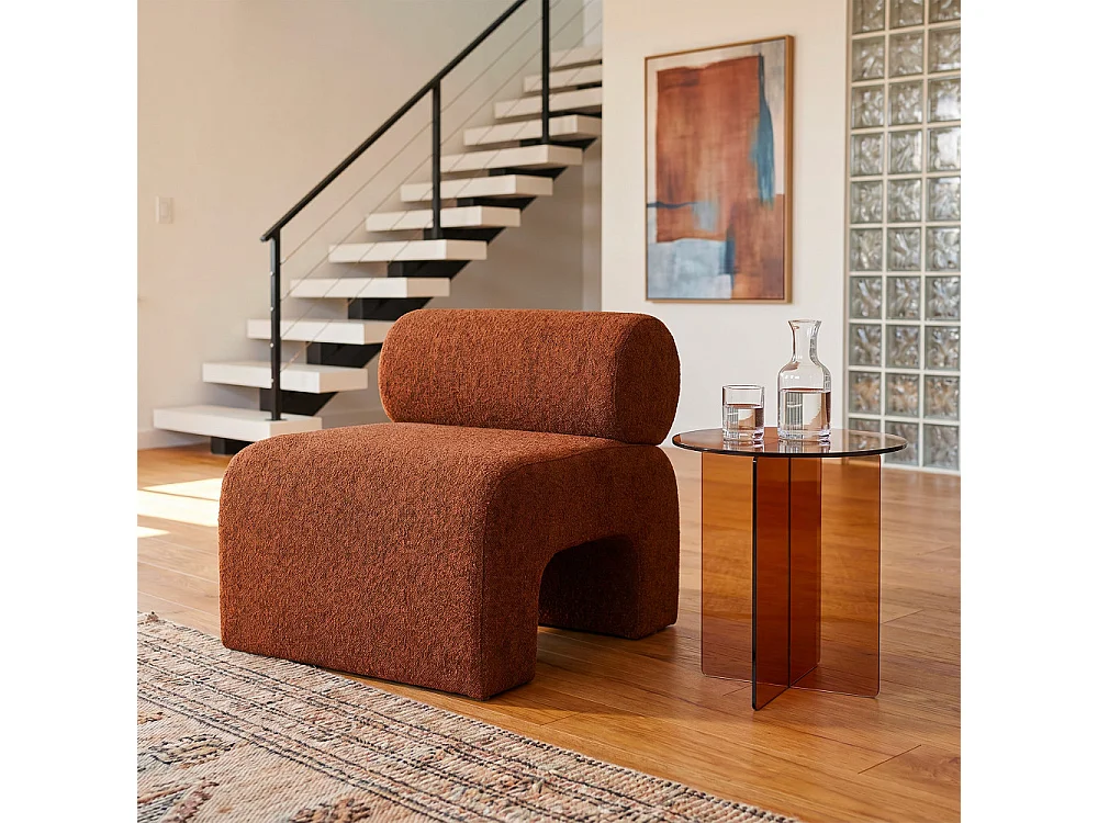 Mour - Fauteuil en tissu doux - Rouille chiné
