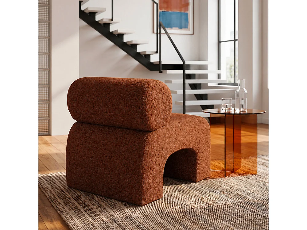 Mour - Fauteuil en tissu doux - Rouille chiné
