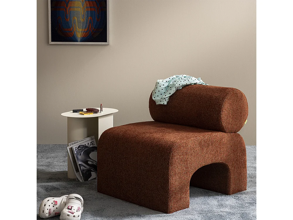 Mour - Fauteuil en tissu doux - Rouille chiné