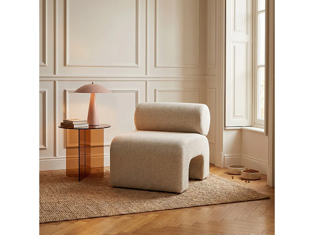 Mour - Fauteuil en tissu doux - Beige chiné