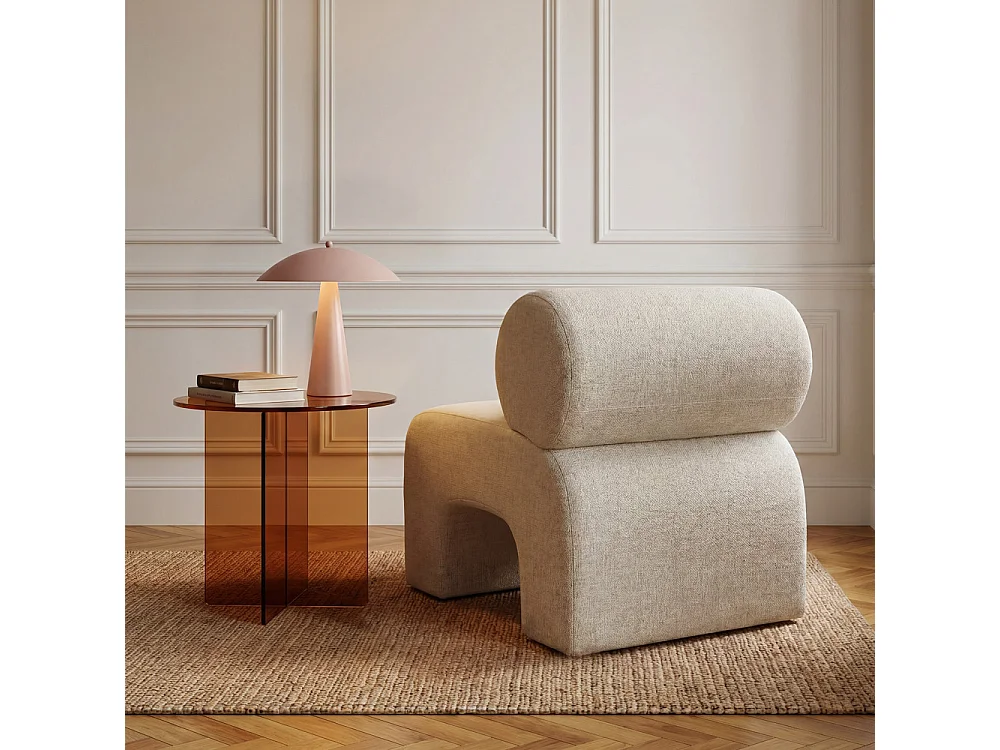 Mour - Fauteuil en tissu doux - Beige chiné