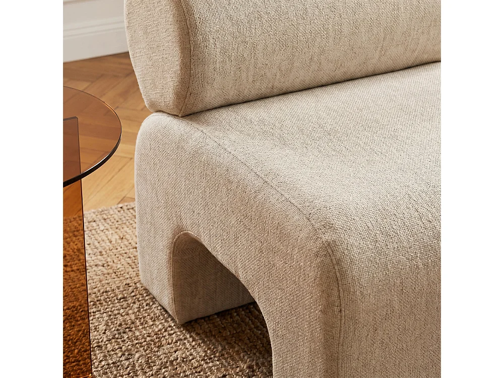 Mour - Fauteuil en tissu doux - Beige chiné