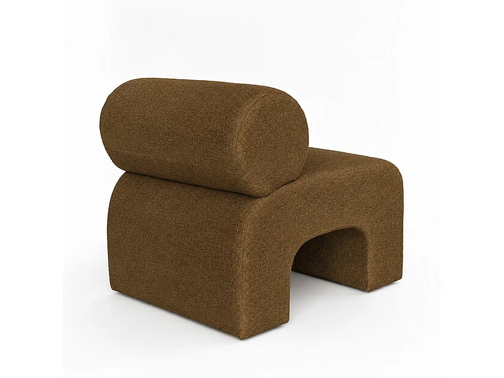 Mour - Fauteuil en tissu doux - Marron chiné