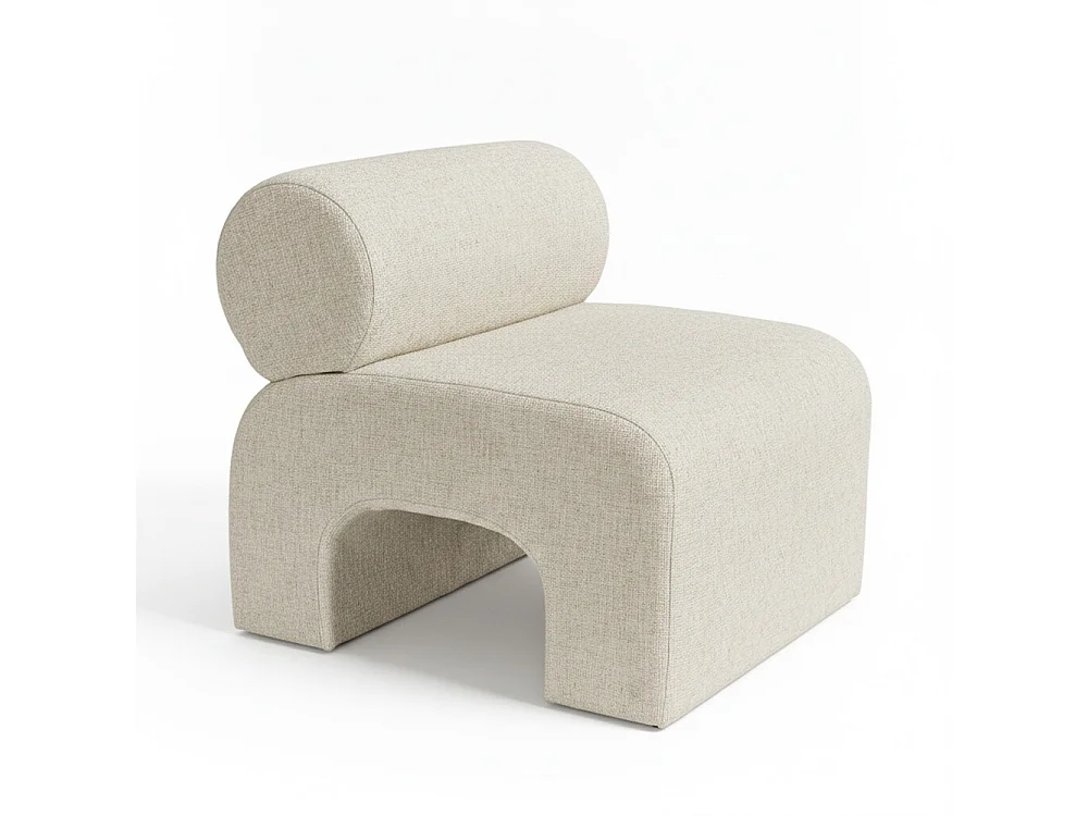 Mour - Fauteuil en tissu doux - Marron chiné