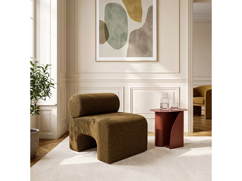 Mour - Fauteuil en tissu doux - Marron chiné