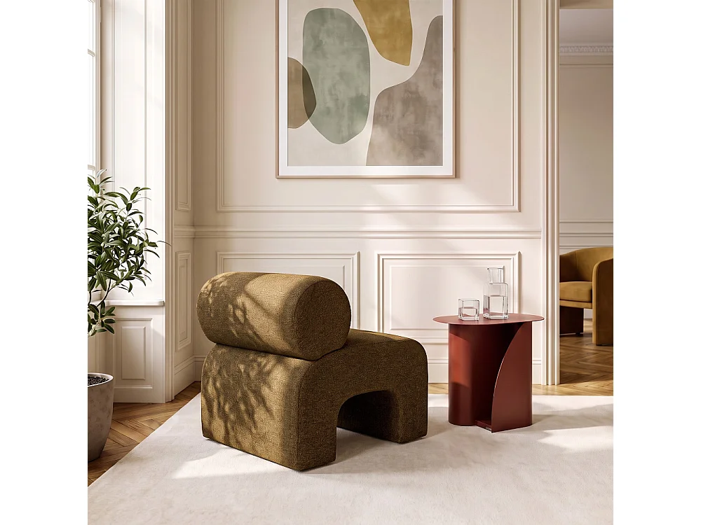 Mour - Fauteuil en tissu doux - Marron chiné