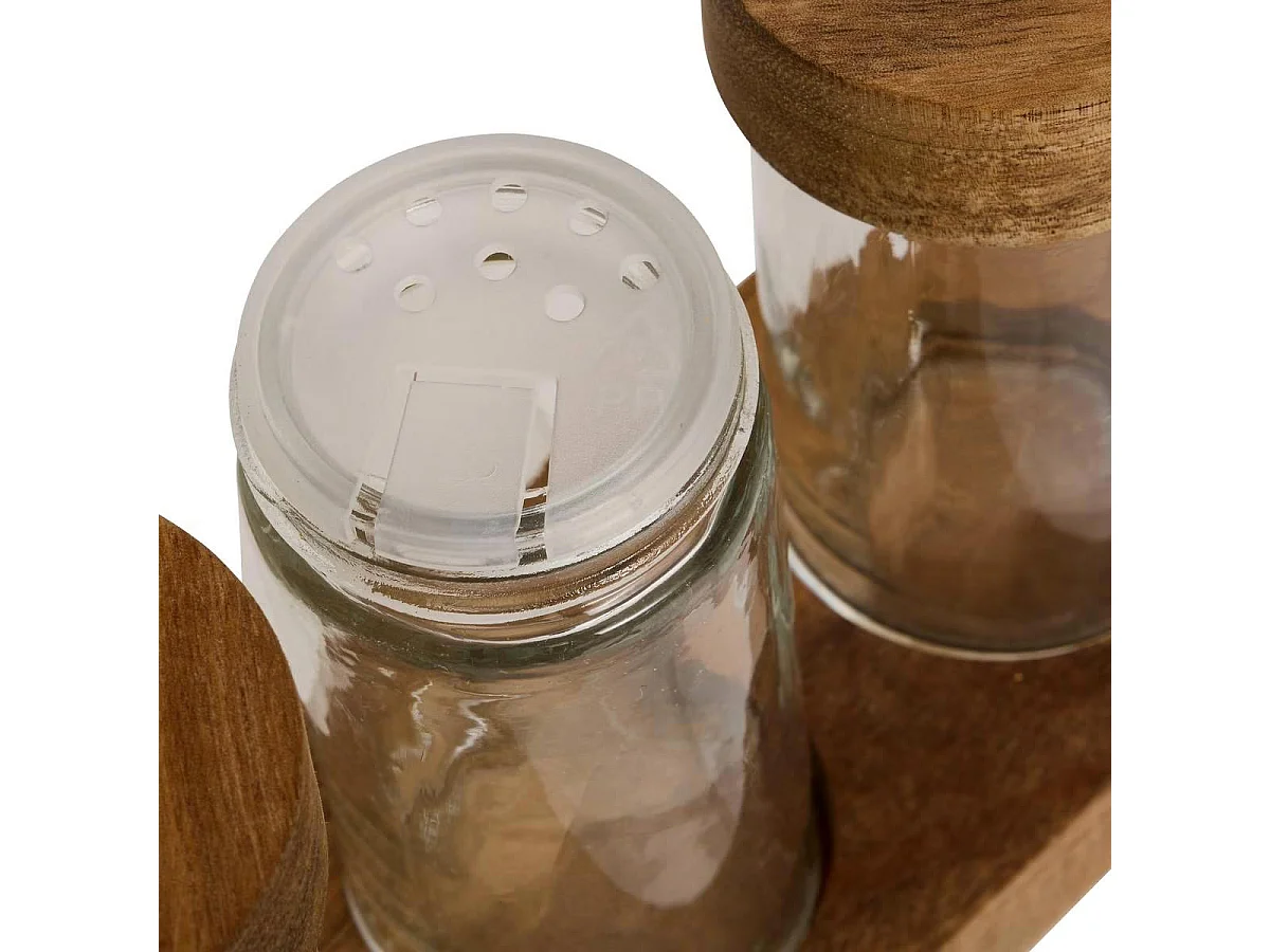 Lot de 6 Pots à Épices en Verre "Plateau" 34cm Transparent