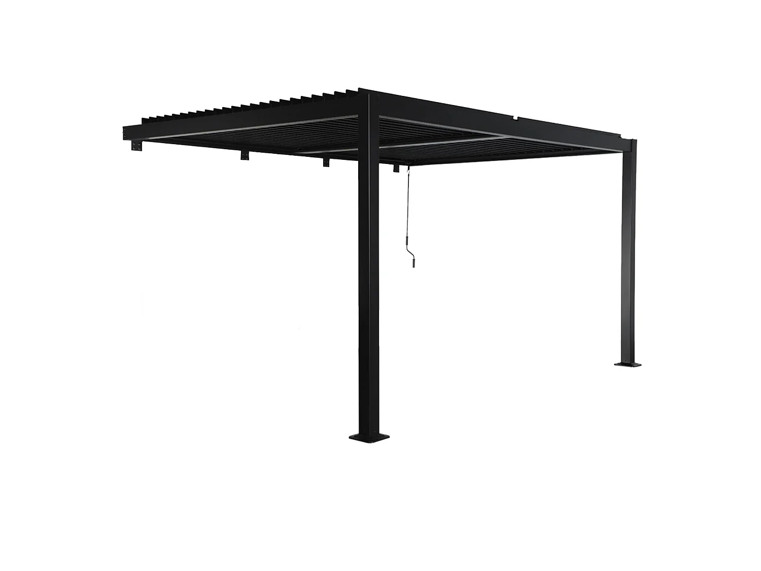 Pergola bioclimatique aluminium adossée lames orientables 4x3m noir Palace
