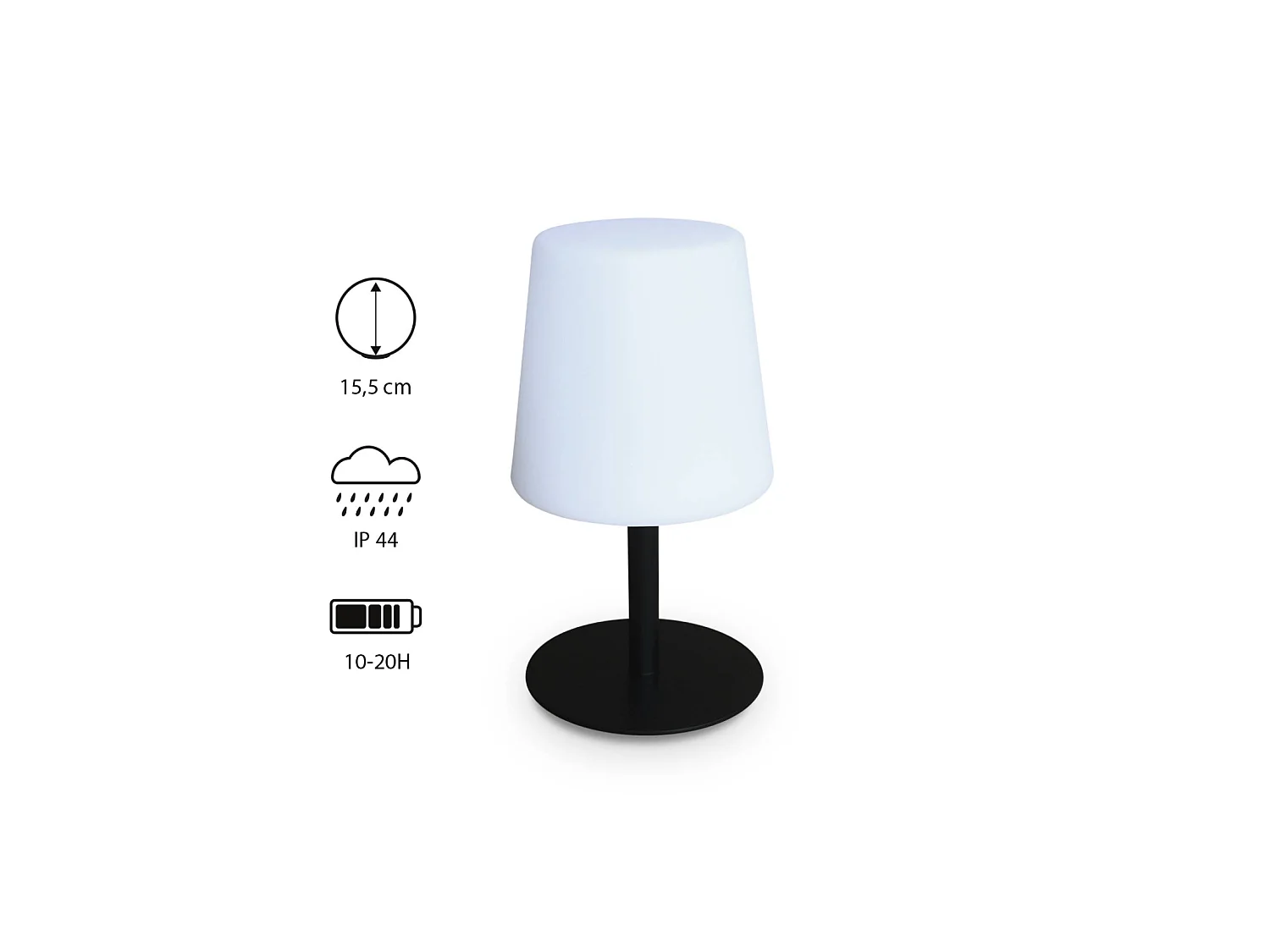 Lámpara de mesa led para interior/exterior, 16cm negro