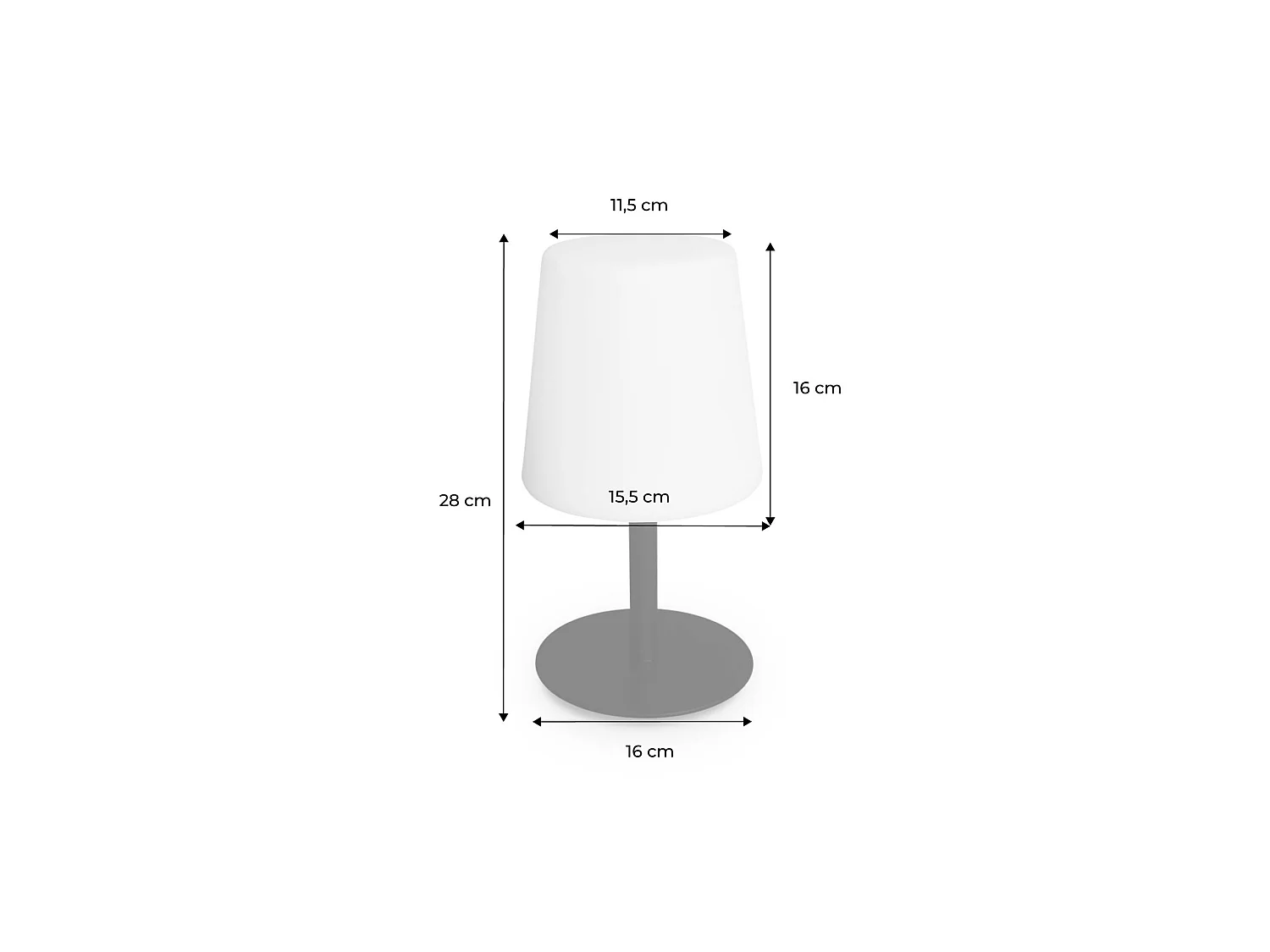 Lámpara de mesa led para interior/exterior, 16cm negro