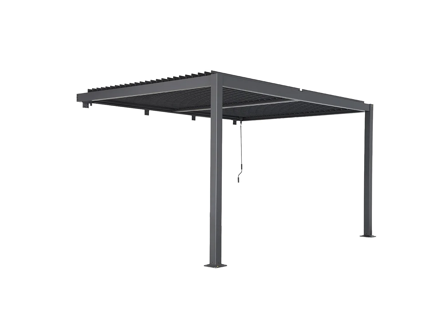 Pergola bioclimatique aluminium adossée lames orientables 4x3m anthracite Palace