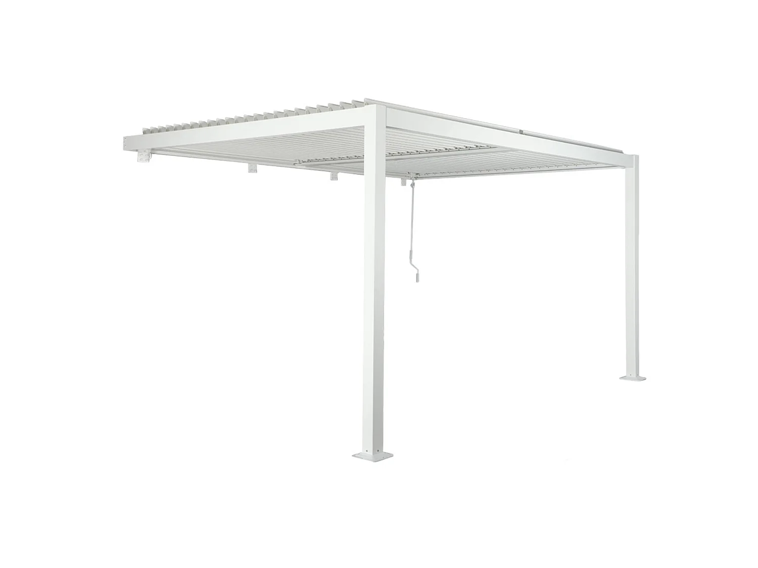 Pergola bioclimatique aluminium adossée lames orientables 4x3m blanc Palace