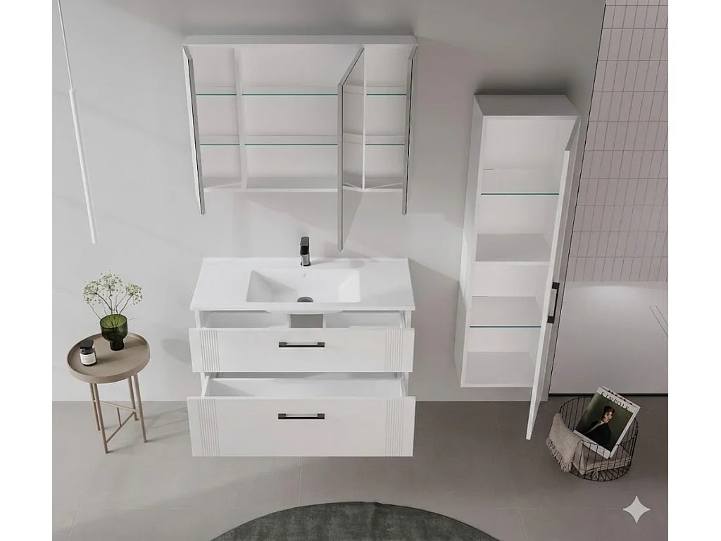 Badkamermeubel met spiegel "Bari 100" - 97 x 16 x 66 cm - Matwit