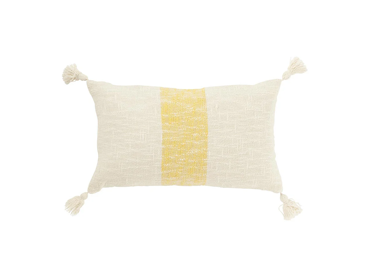 Coussin Déco Ligne "Polly" 30x50cm Blanc & Jaune