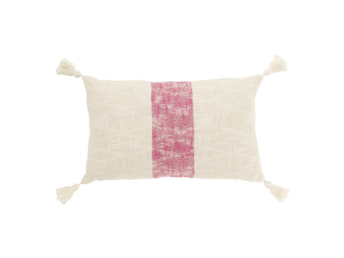 Coussin Déco Ligne "Polly" 30x50cm Blanc & Rose