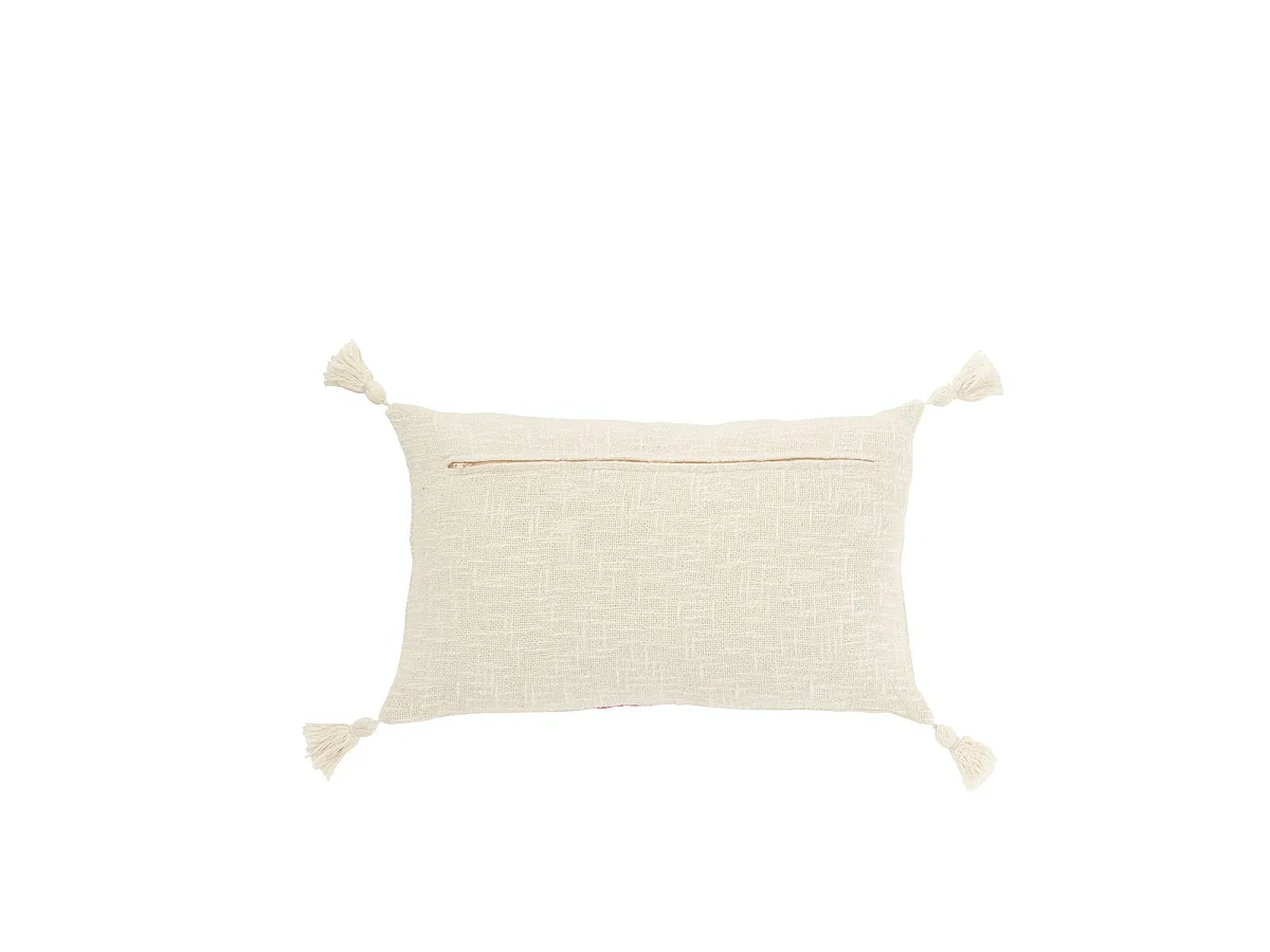 Coussin Déco Ligne "Polly" 30x50cm Blanc & Rose