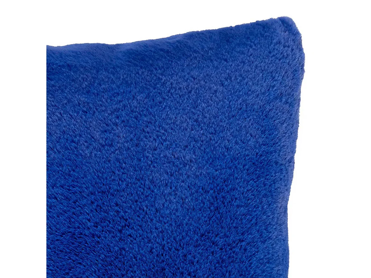 Coussin Déco Imitation Fourrure "Disso" 45x45cm Bleu Indigo