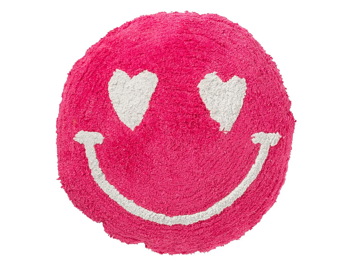 Coussin Déco Tufté Smiley "Polly" 45cm Rose