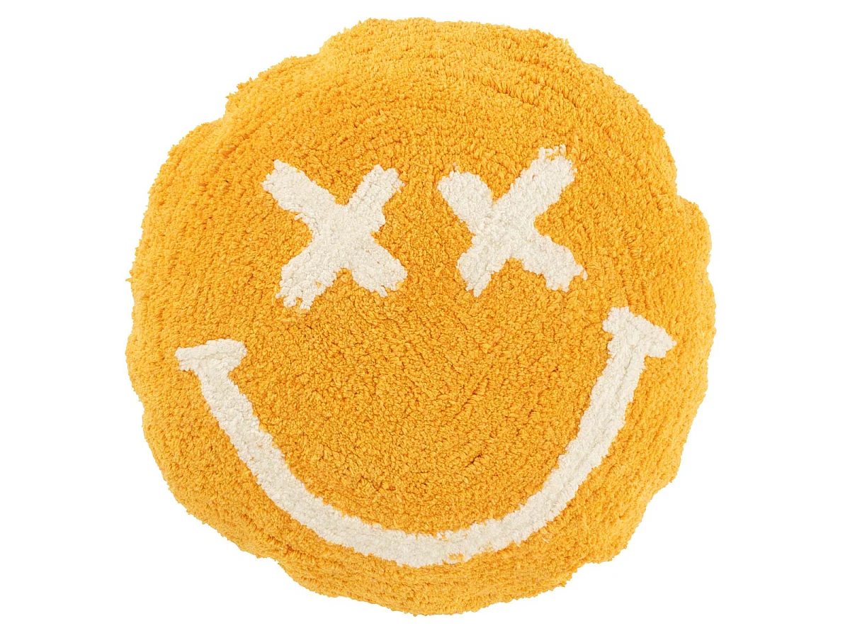 Coussin Déco Tufté Smiley "Polly" 45cm Orange