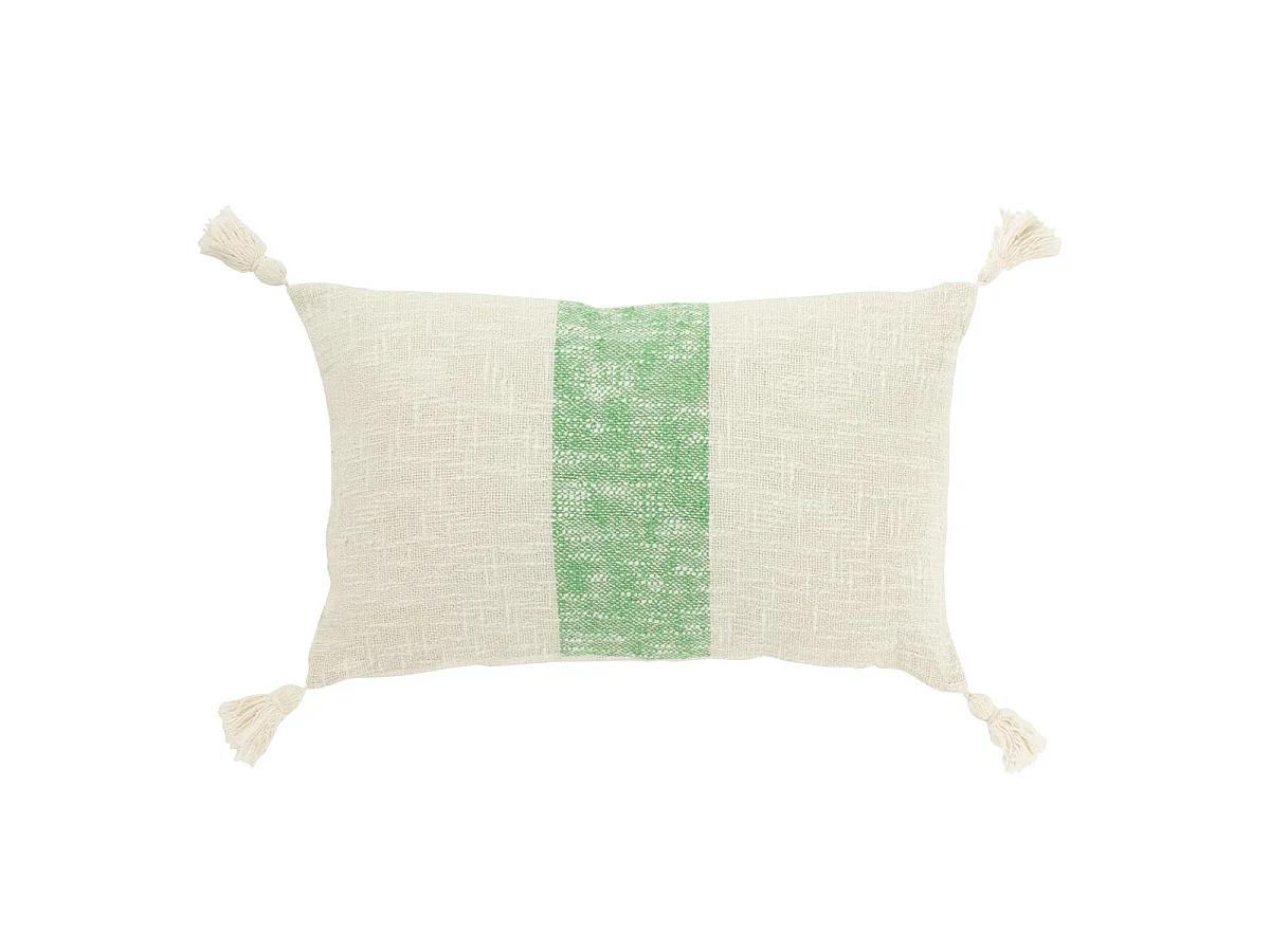 Coussin Déco Ligne "Polly" 30x50cm Blanc & Vert