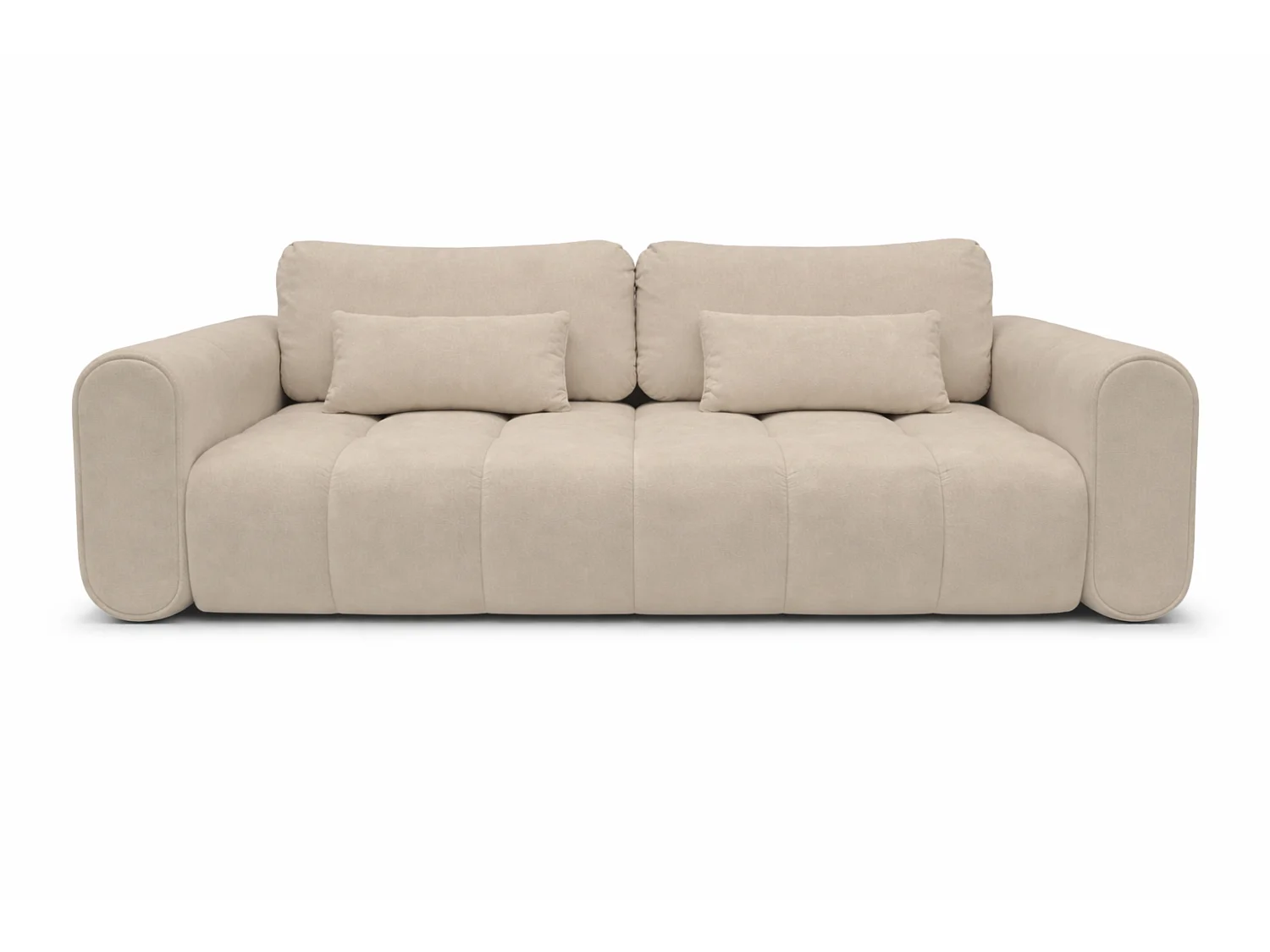 Canapé droit 3 places SAVONA convertible en tissu bouclé – beige