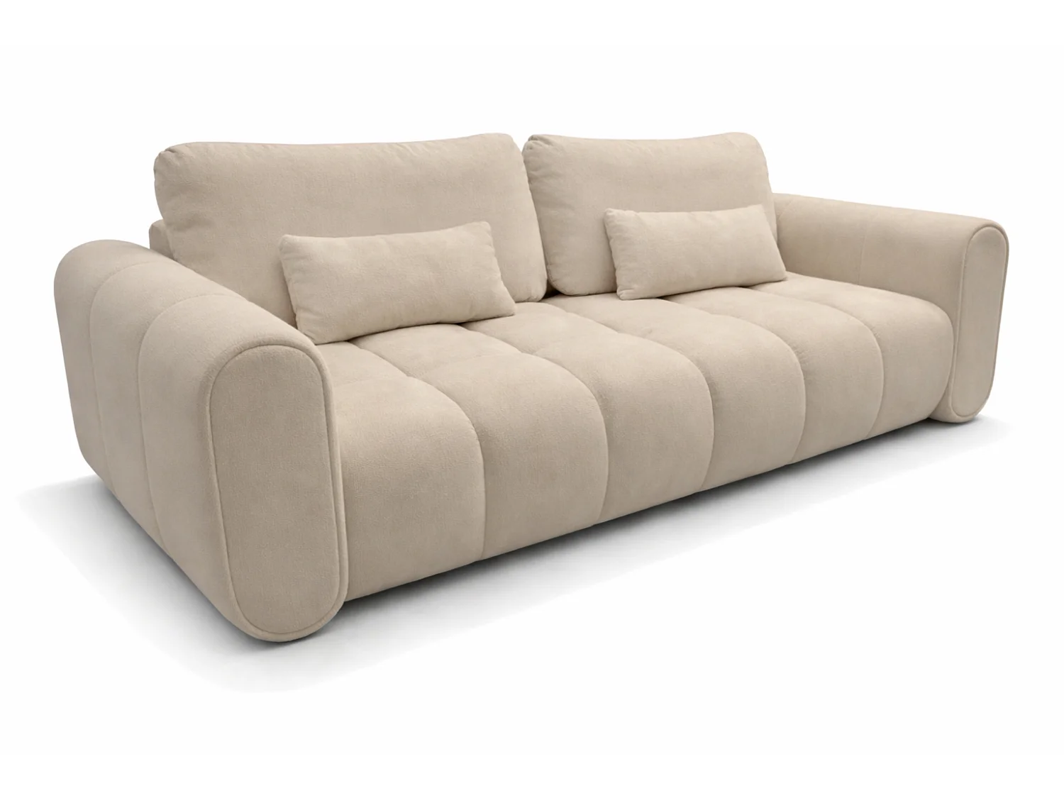 Canapé droit 3 places SAVONA convertible en tissu bouclé – beige