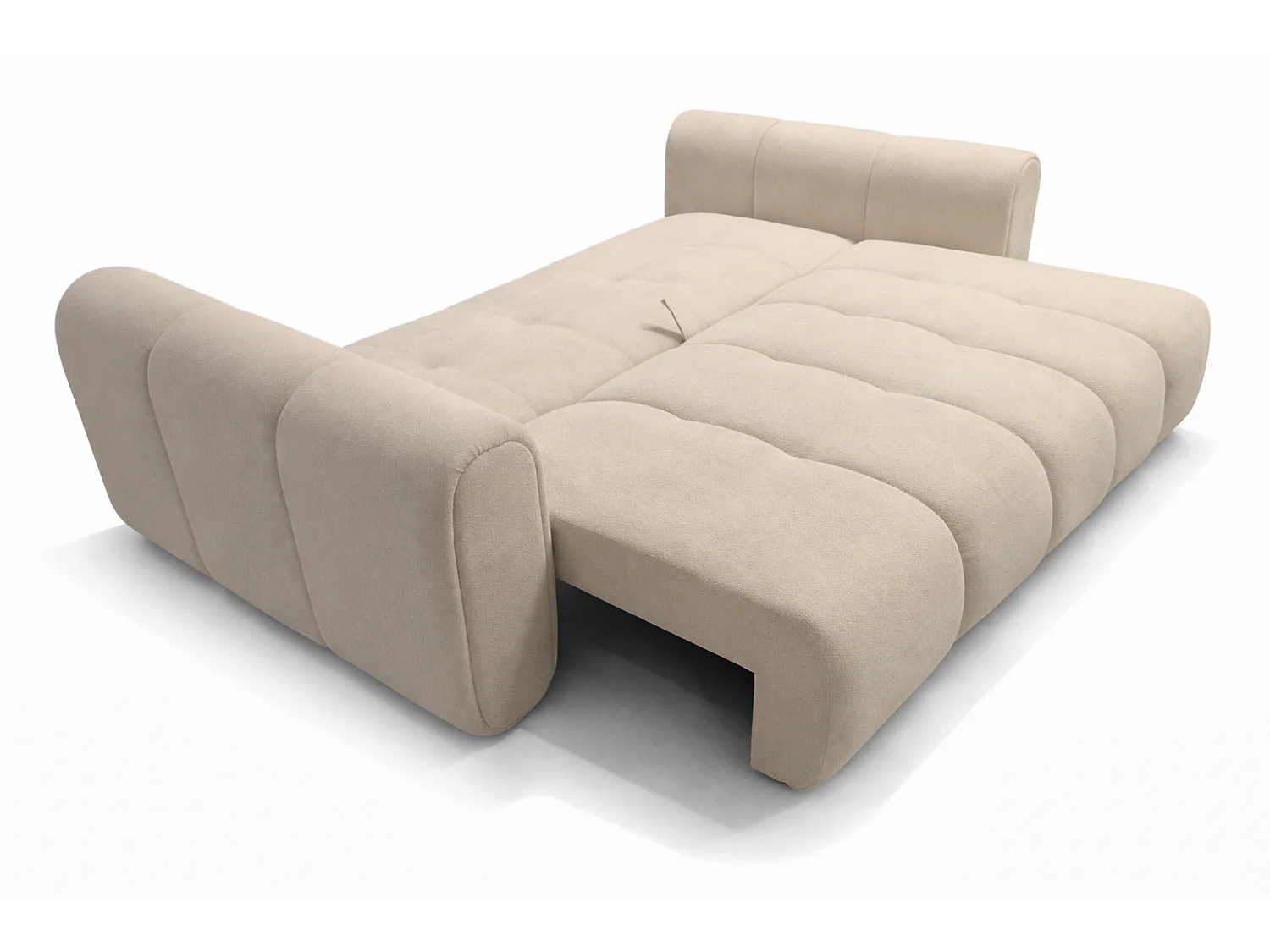Canapé droit 3 places SAVONA convertible en tissu bouclé – beige