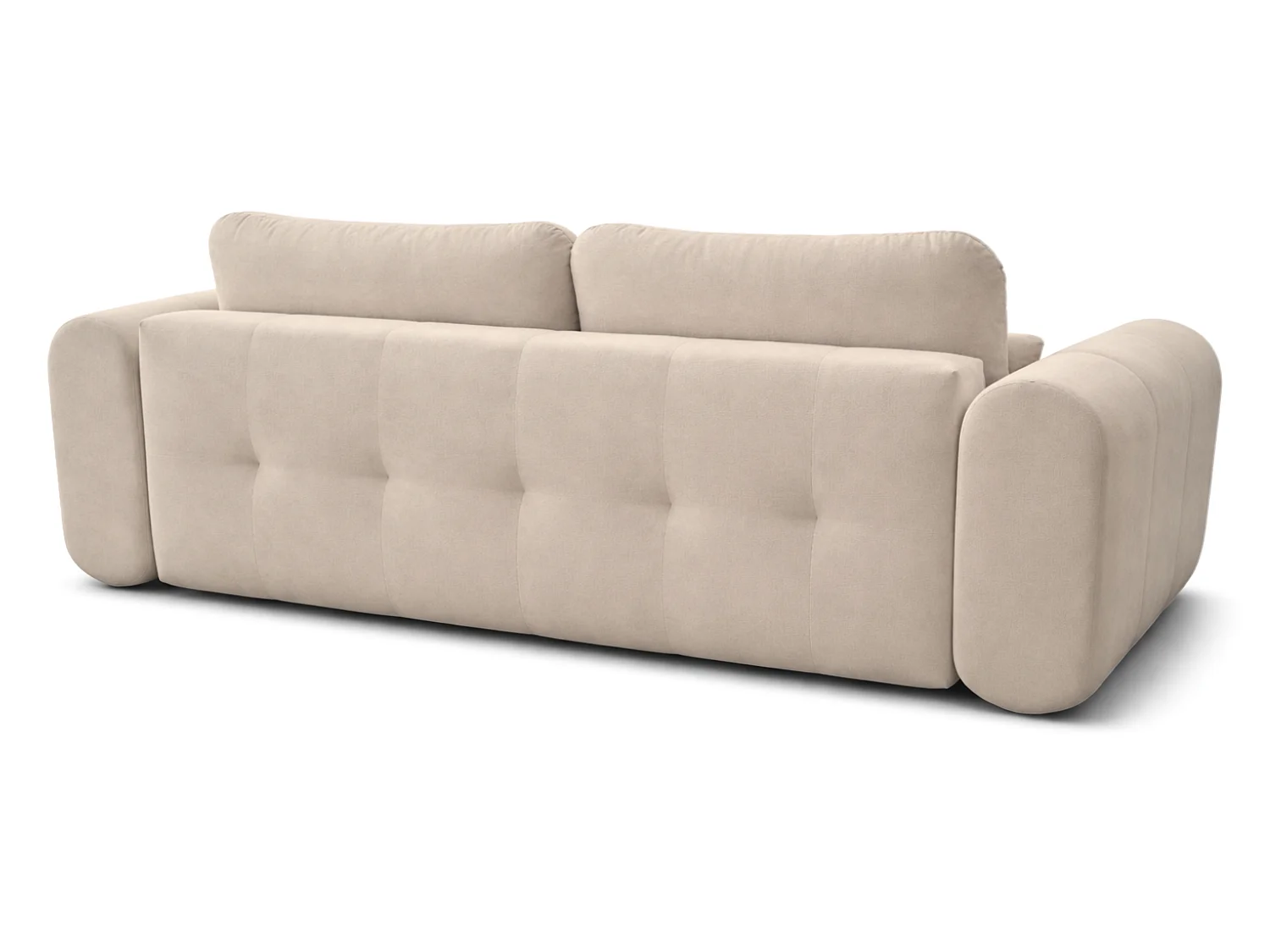 Canapé droit 3 places SAVONA convertible en tissu bouclé – beige