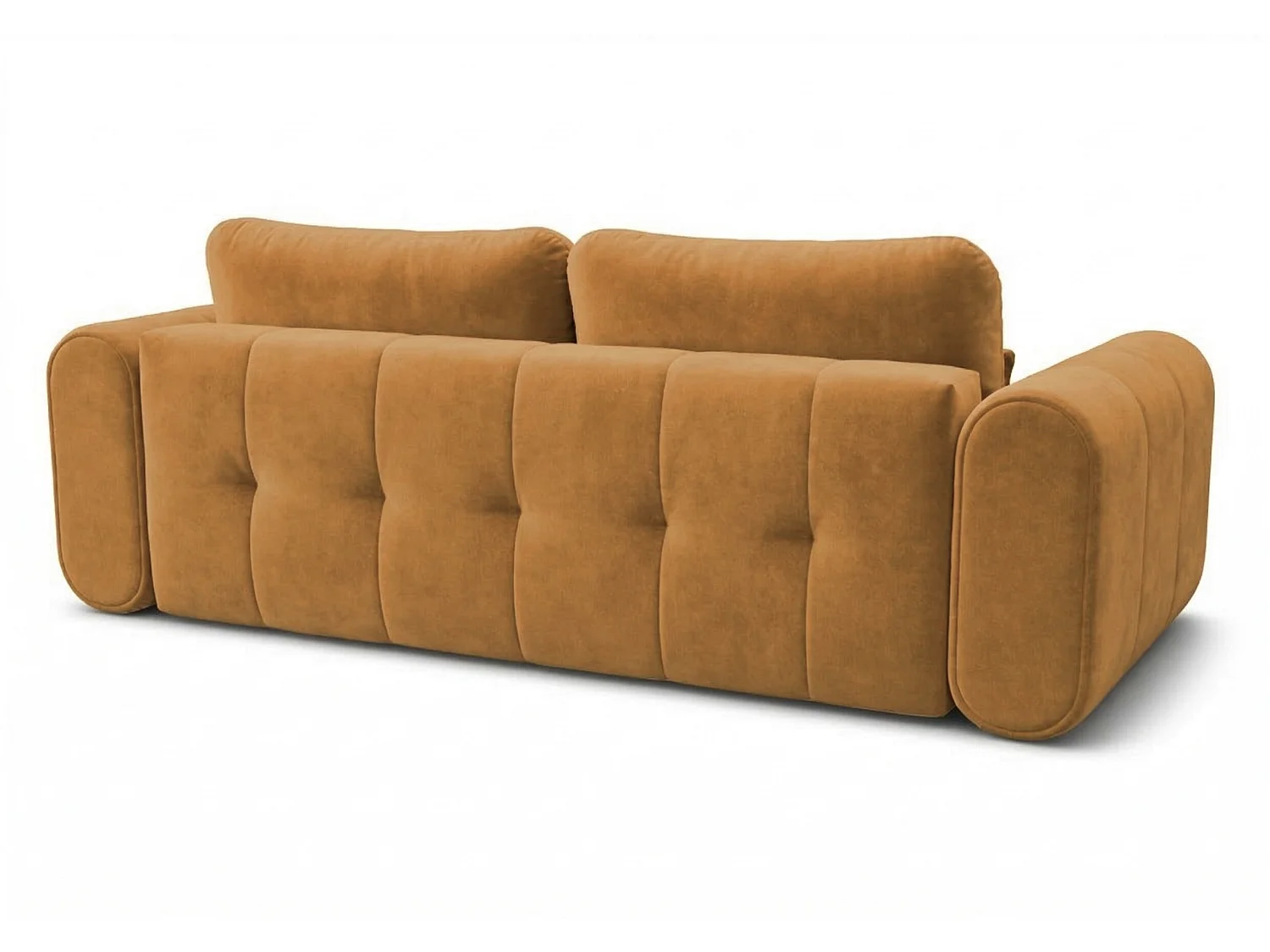 Canapé droit 3 places SAVONA convertible en tissu bouclé – moutarde
