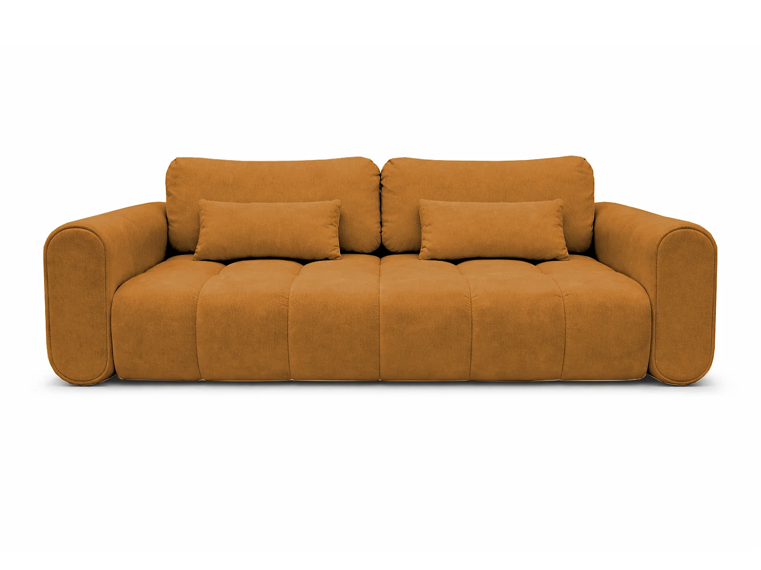 Canapé droit 3 places SAVONA convertible en tissu bouclé – moutarde