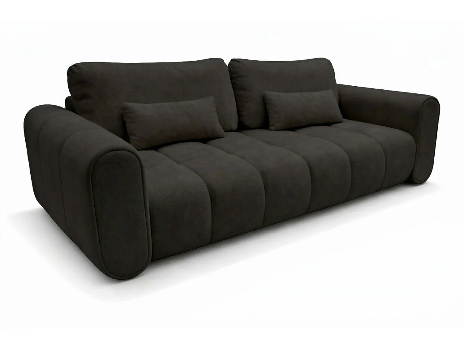 Canapé droit 3 places SAVONA convertible en tissu bouclé – brun chocolat