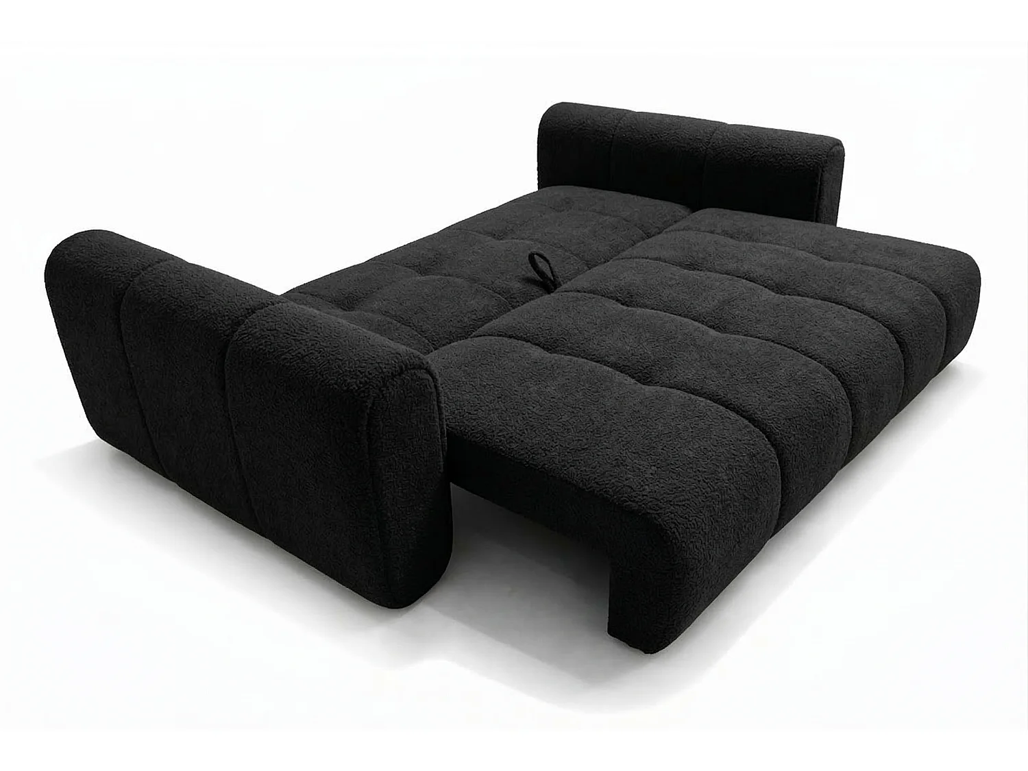 Canapé droit 3 places SAVONA convertible en tissu bouclé – brun chocolat