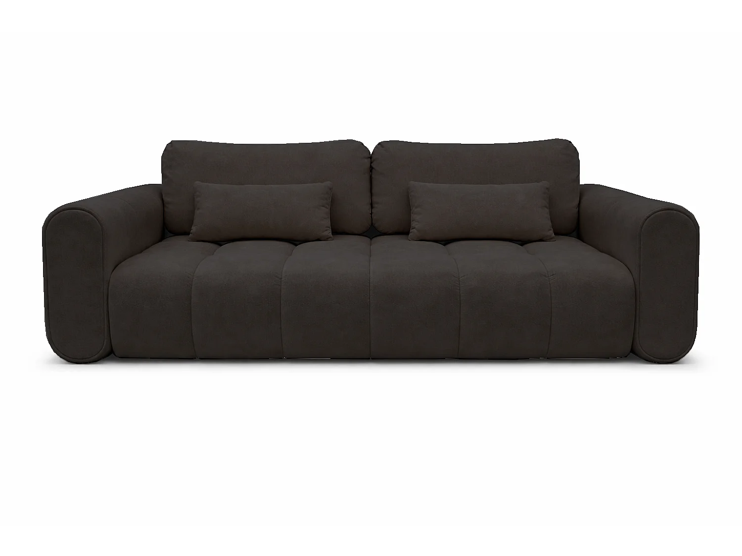 Canapé droit 3 places SAVONA convertible en tissu bouclé – brun chocolat