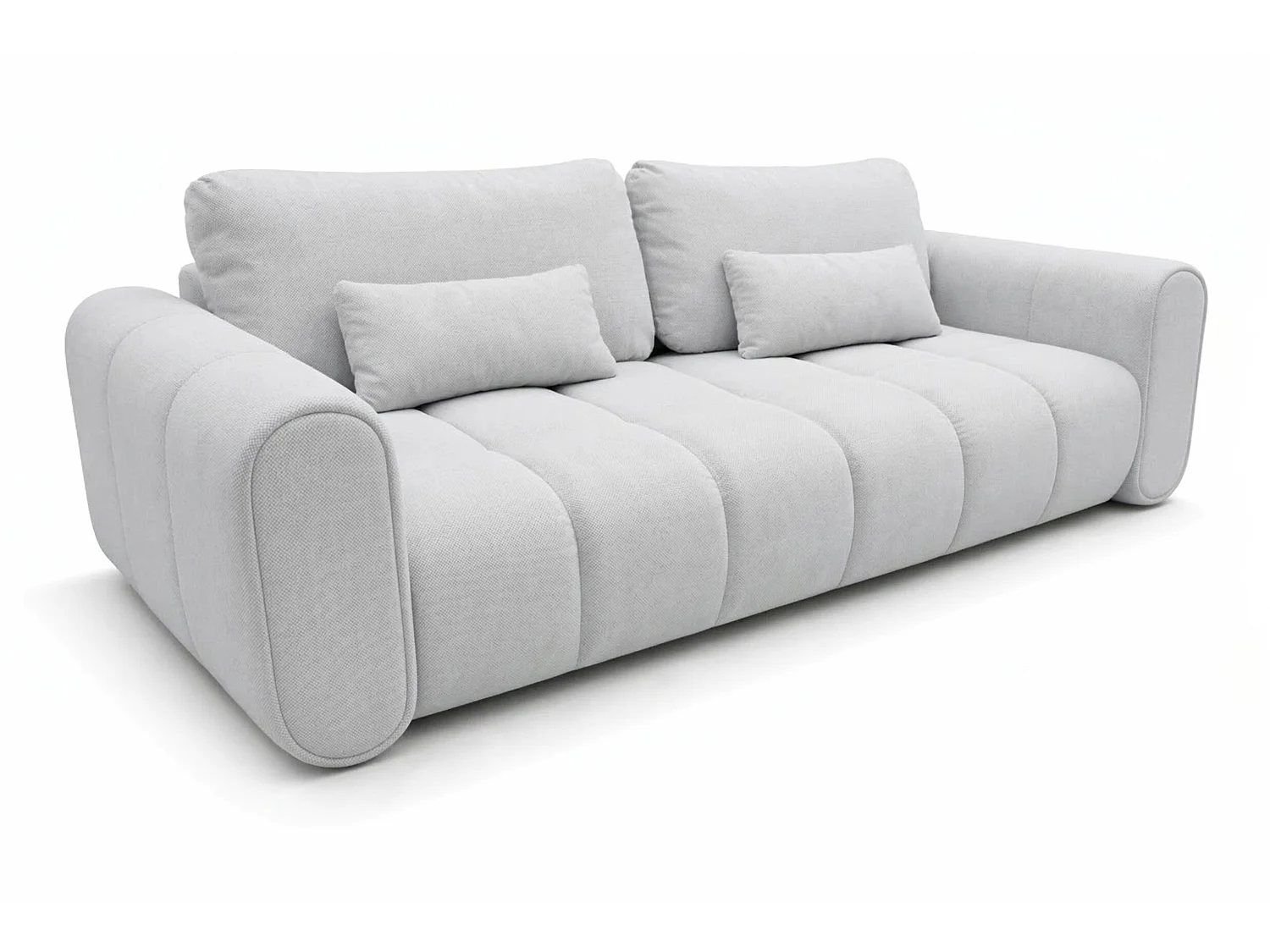 Canapé droit 3 places SAVONA convertible en tissu bouclé – gris clair