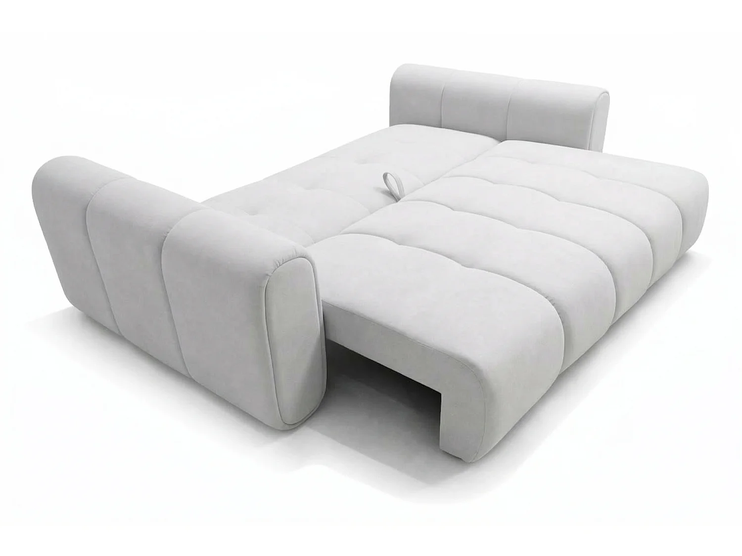 Canapé droit 3 places SAVONA convertible en tissu bouclé – gris clair
