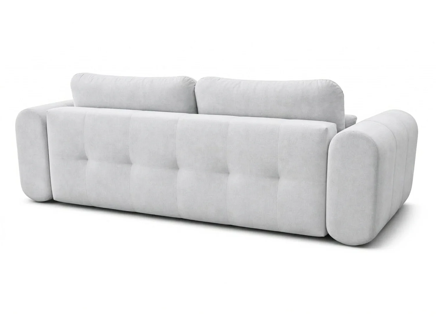Canapé droit 3 places SAVONA convertible en tissu bouclé – gris clair