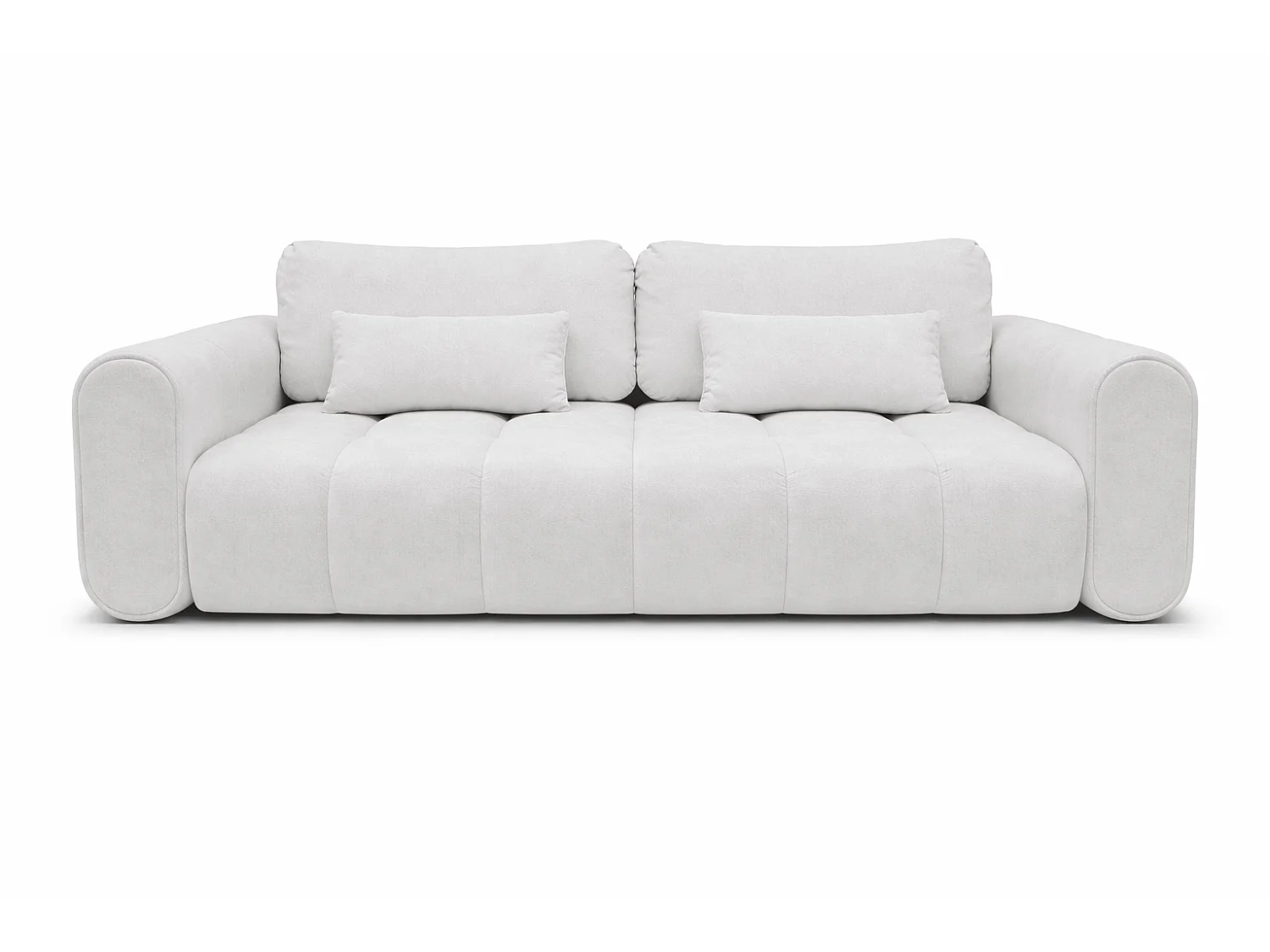 Canapé droit 3 places SAVONA convertible en tissu bouclé – gris clair