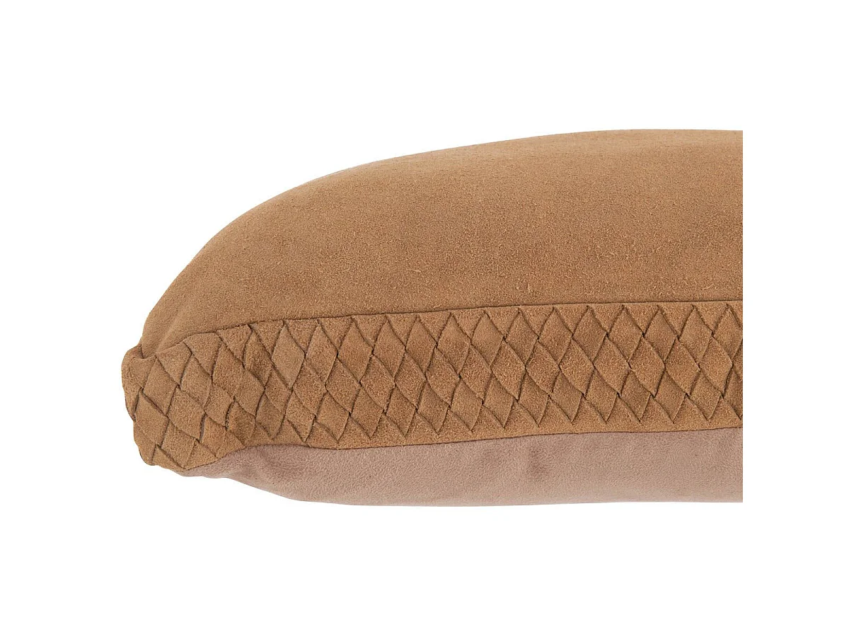 Coussin Tissé en Cuir "Coleman" 45x45cm Camel