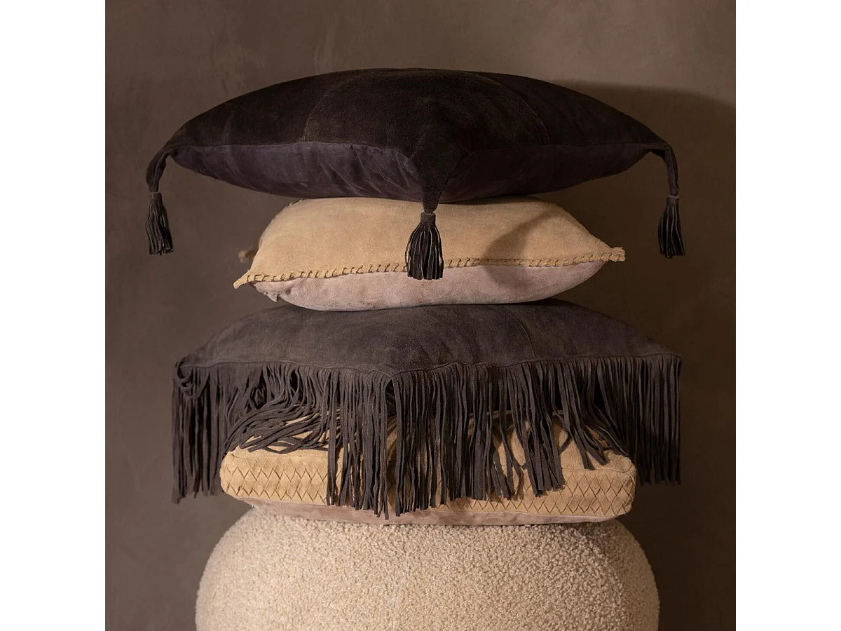 Coussin Tissé en Cuir "Coleman" 45x45cm Camel