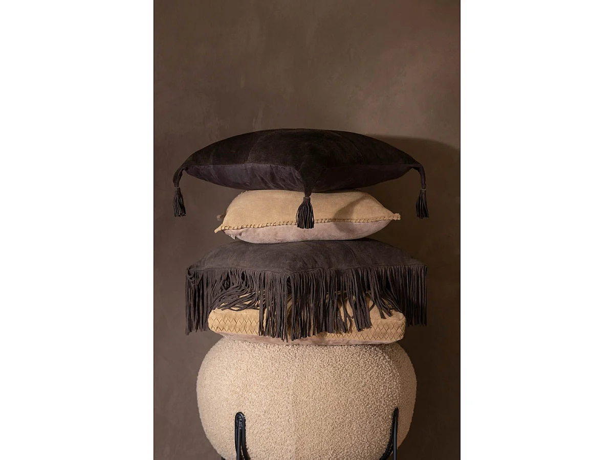 Coussin Tissé en Cuir "Coleman" 45x45cm Camel