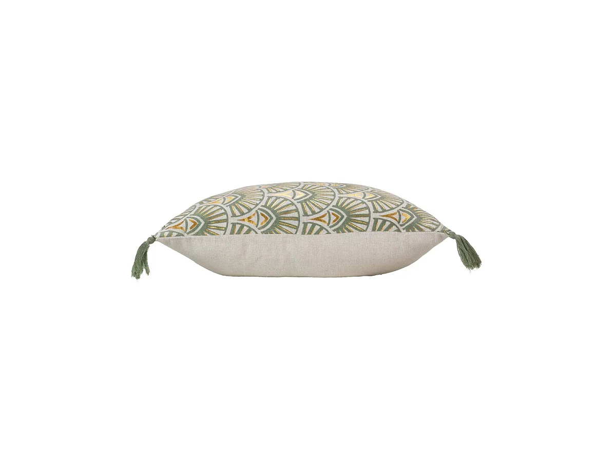Coussin Déco Pompons "Icare" 45x45cm Vert