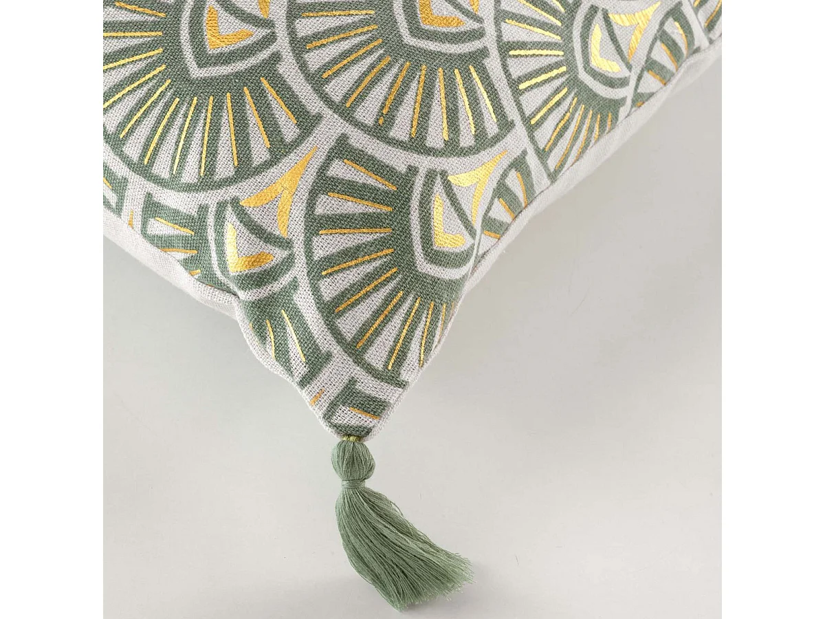 Coussin Déco Pompons "Icare" 45x45cm Vert
