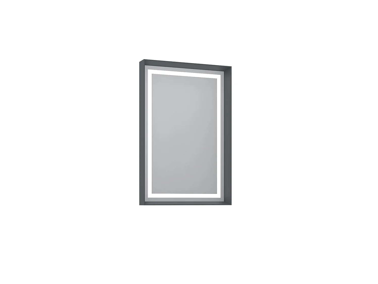 Modern LED-belyst Dekorativ Träspegel i Matt Antracit - 60 x 90 cm - Repfri MDF-ram