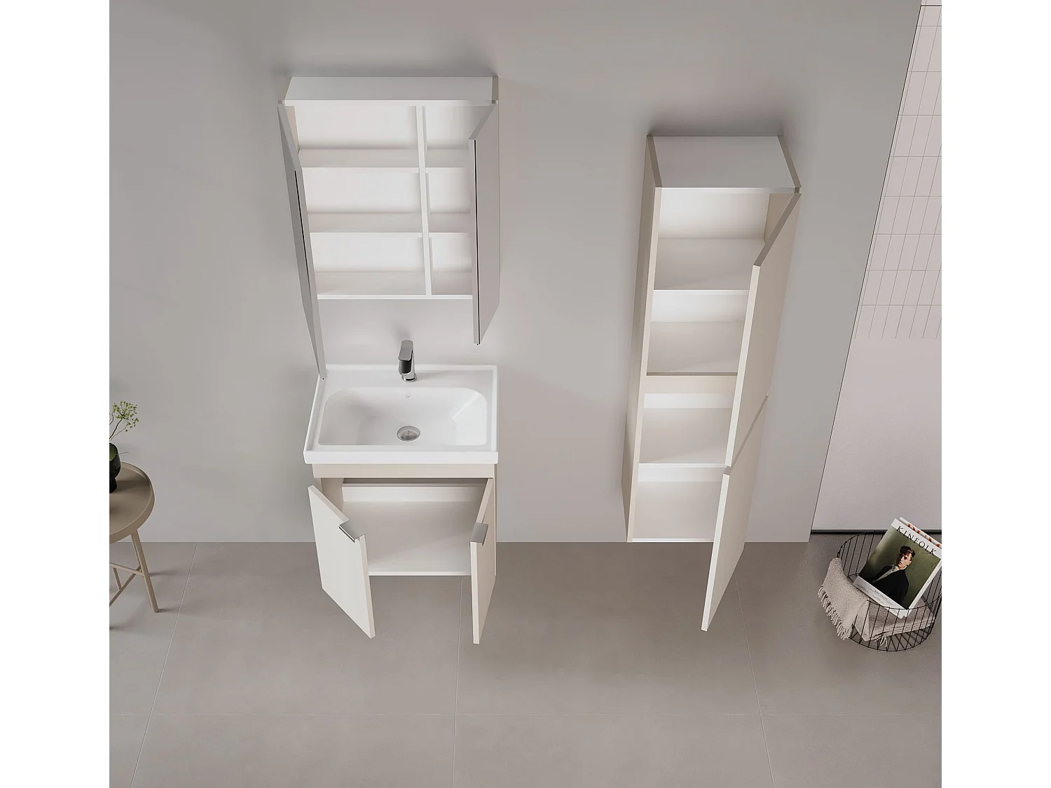 Badkamermeubel met spiegel "Desna 60" - 60 x 16 x 66 cm - Sand