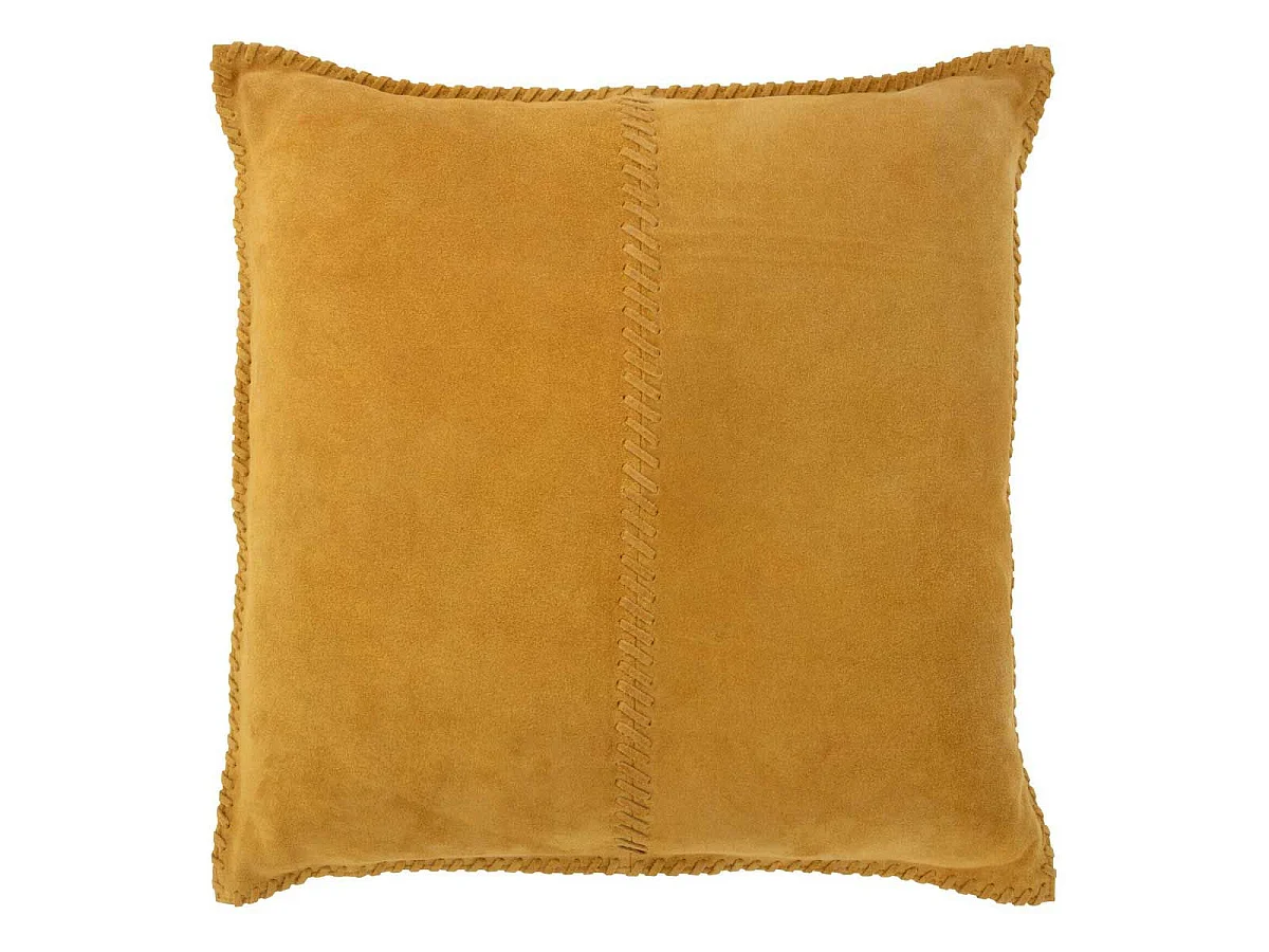 Coussin Déco en Cuir "Coleman" 45x45cm Jaune
