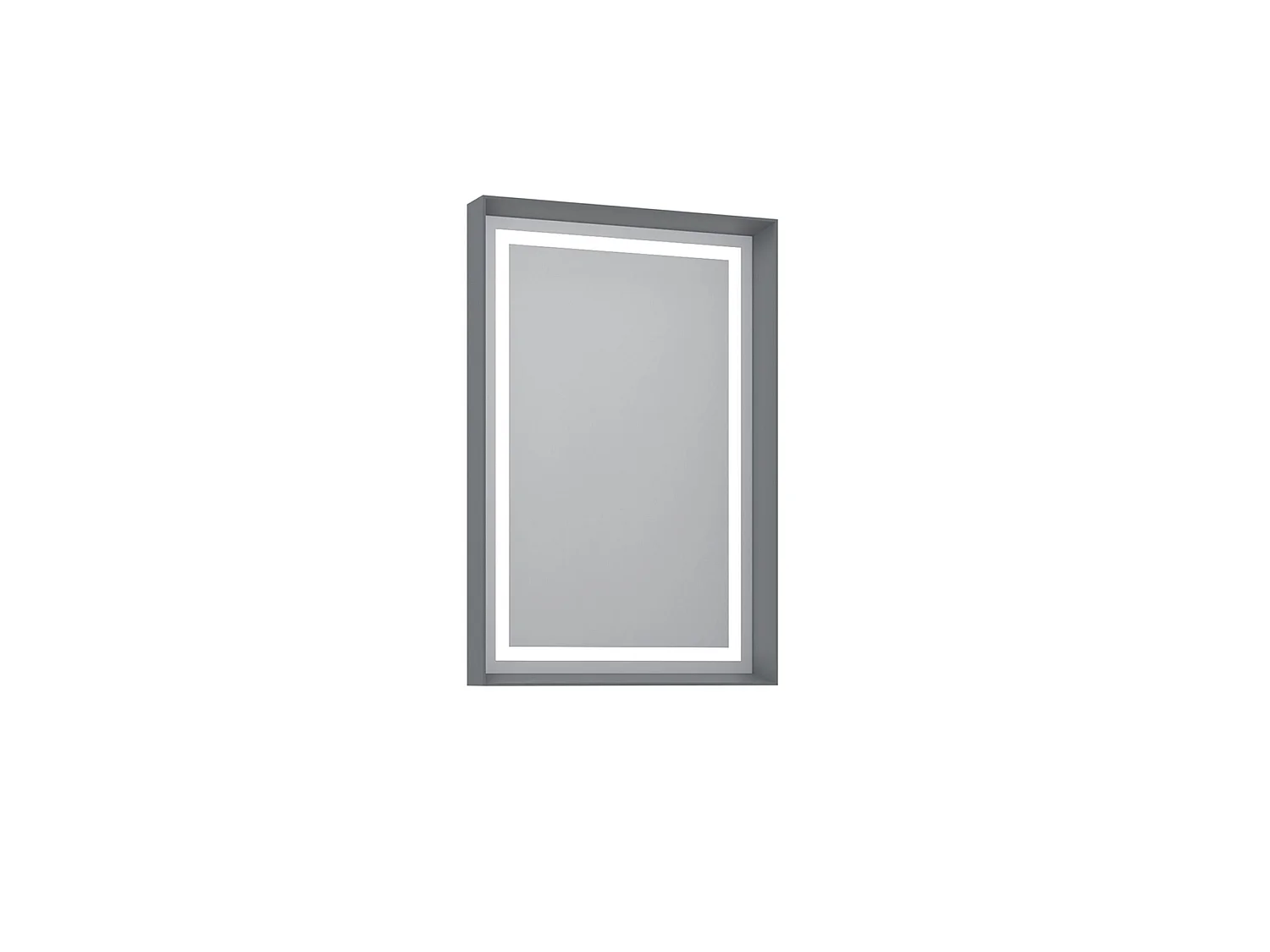 Elegant LED-belyst mattgrå dekorativt träspegel 60x90 cm - Craft 60 x 90 v2