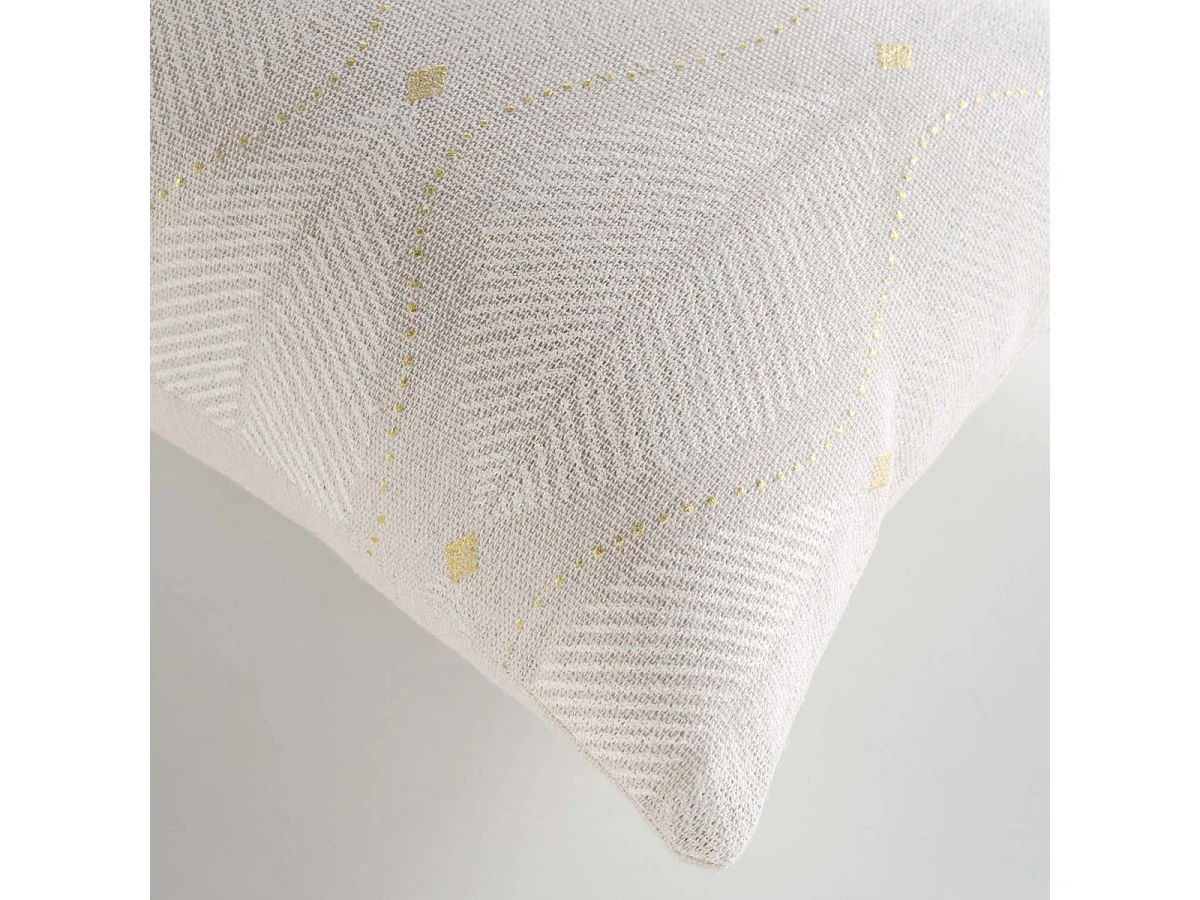 Coussin Imprimé Métallisé "Maho" 30x50cm Blanc