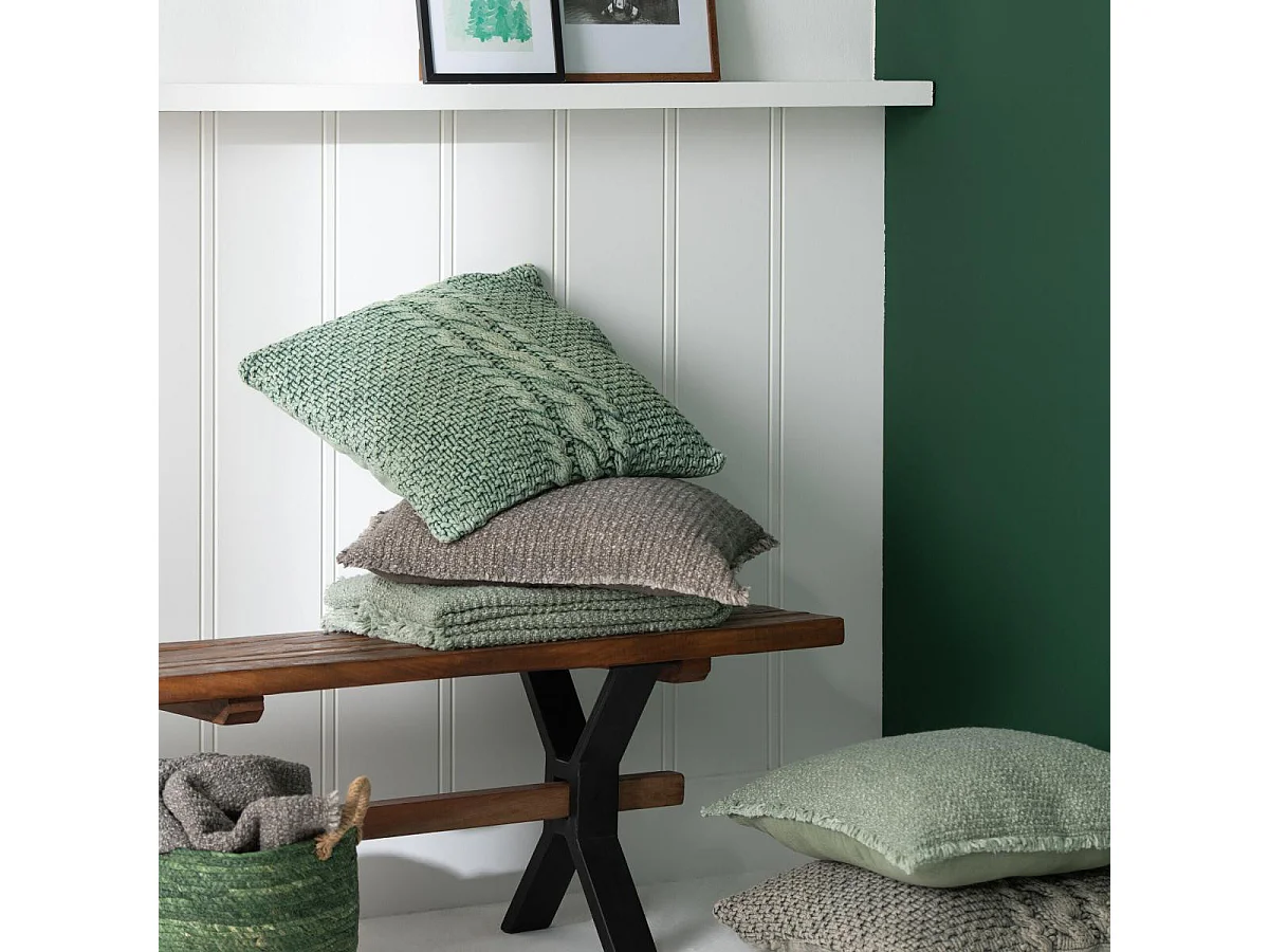 Coussin en Tricot Tressé "Helena" 50x50cm Vert